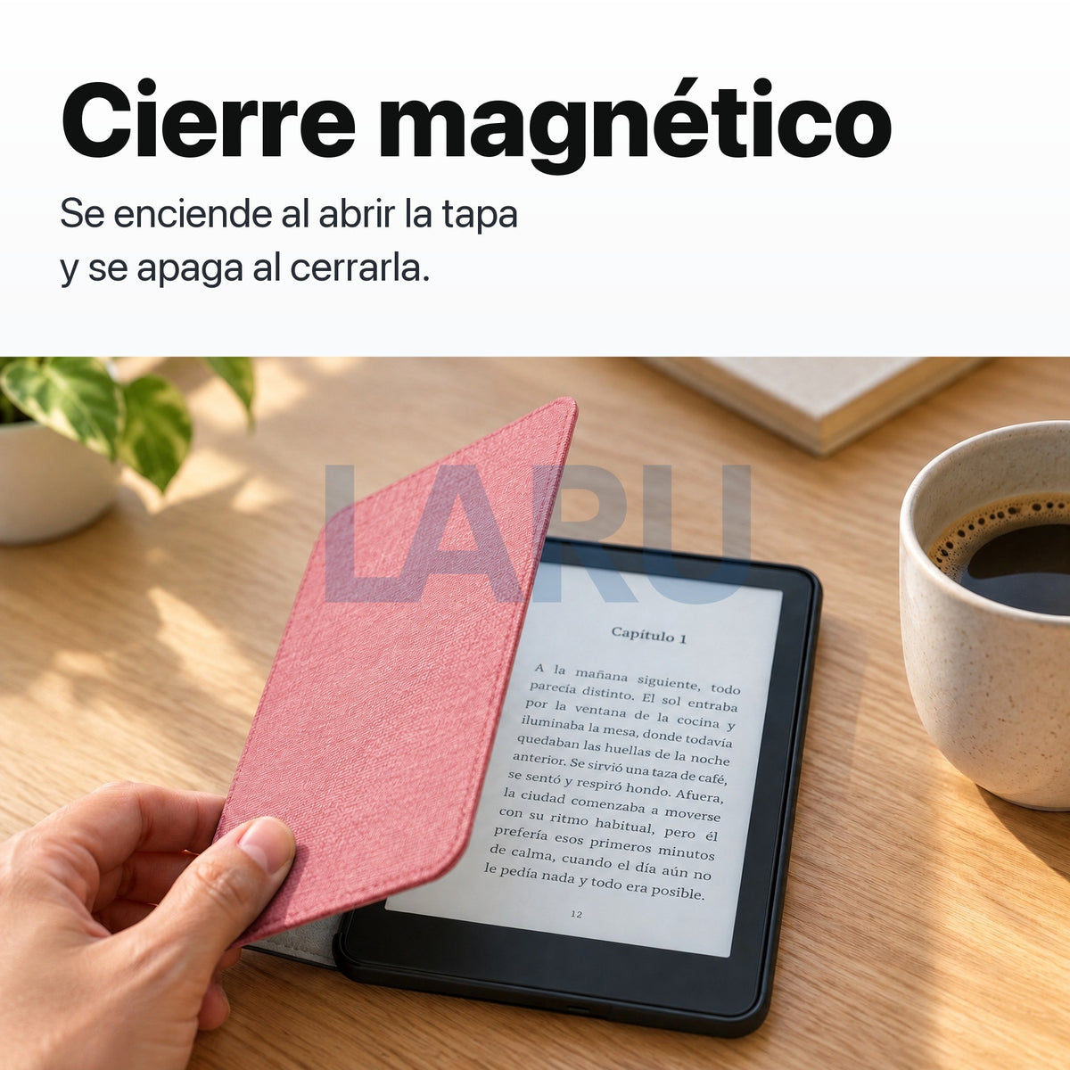 Funda premium microfibra rosa para Kindle Paperwhite 2024 de 7 pulgadas con mica