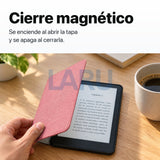 Funda premium microfibra rosa para Kindle Paperwhite 2024 de 7 pulgadas con mica