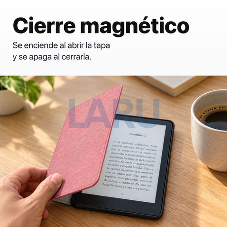 Funda premium microfibra rosa para Kindle Paperwhite 2024 de 7 pulgadas con mica