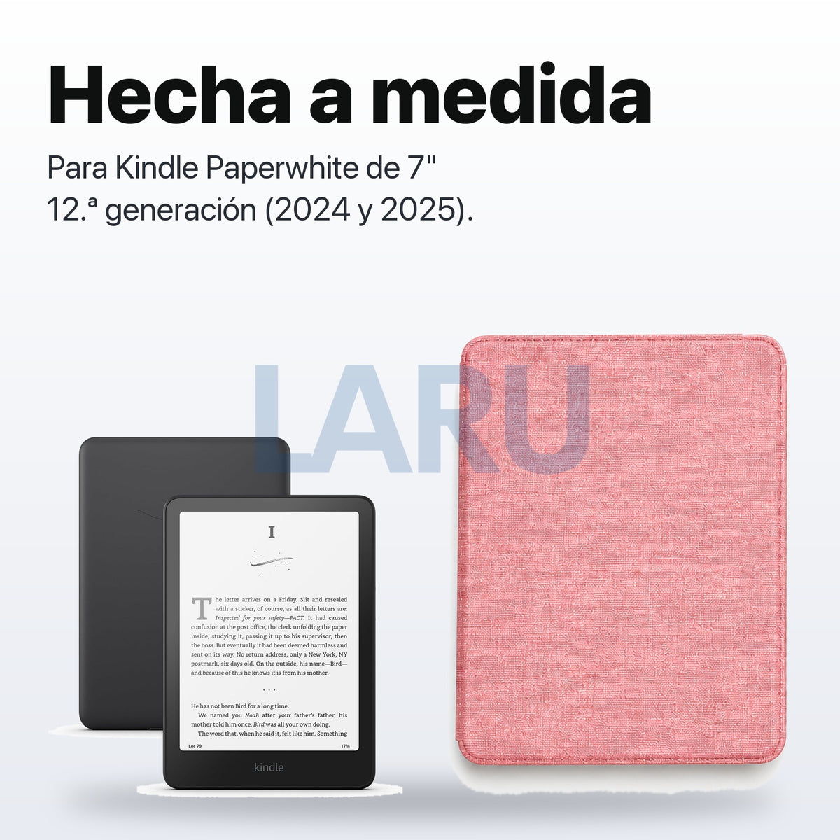 Funda premium microfibra rosa para Kindle Paperwhite 2024 de 7 pulgadas con mica