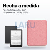 Funda premium microfibra rosa para Kindle Paperwhite 2024 de 7 pulgadas con mica