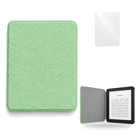 Funda premium microfibra verde menta para Kindle Paperwhite 2024 de 7 pulgadas con mica