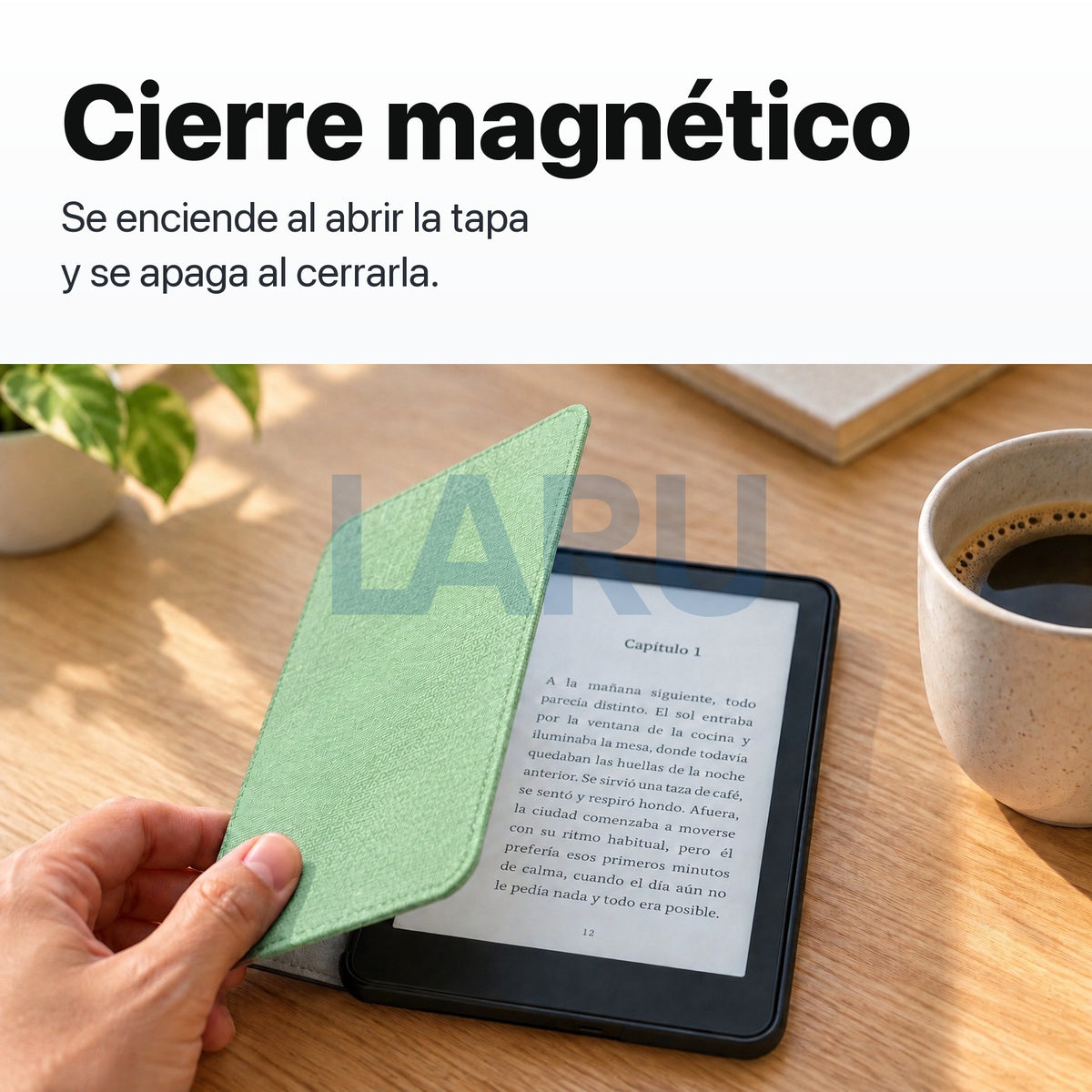 Funda premium microfibra verde menta para Kindle Paperwhite 2024 de 7 pulgadas con mica