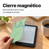 Funda premium microfibra verde menta para Kindle Paperwhite 2024 de 7 pulgadas con mica