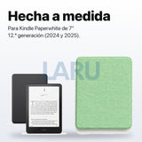 Funda premium microfibra verde menta para Kindle Paperwhite 2024 de 7 pulgadas con mica