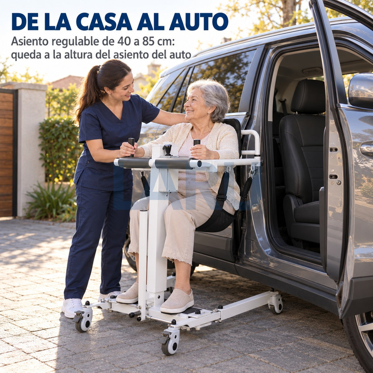 Grúa de Traslado Eléctrica Plegable para Pacientes - traslado de la casa al auto