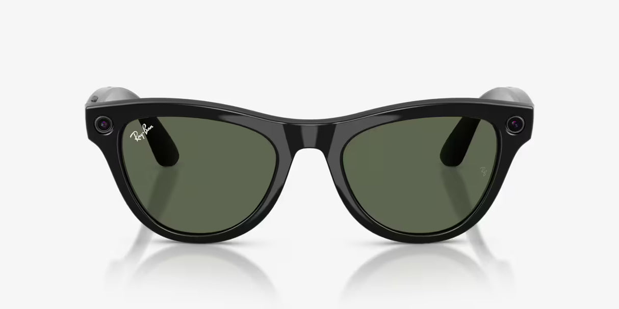 Lentes inteligentes Ray-Ban Meta Skyler Gen 2 con cámara 12MP y Meta AI en montura cat-eye negro brillante