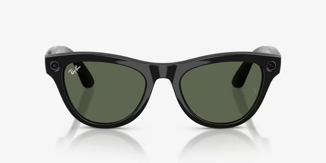 Lentes inteligentes Ray-Ban Meta Skyler Gen 2 con cámara 12MP y Meta AI en montura cat-eye negro brillante