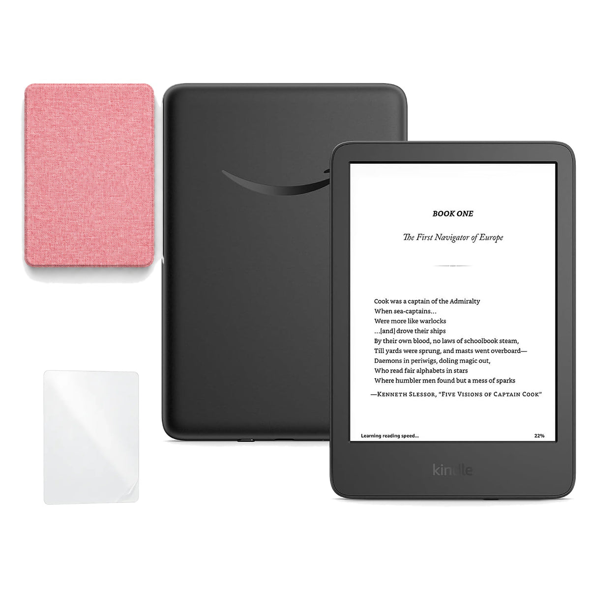 Kindle 16 GB 2024 de 6 pulgadas con funda premium rosa y mica