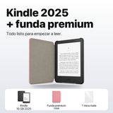 Kindle 16 GB 2024 de 6 pulgadas con funda premium rosa y mica