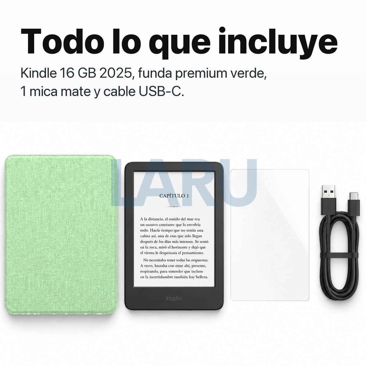 Kindle 16 GB 2024 de 6 pulgadas con funda premium verde y mica