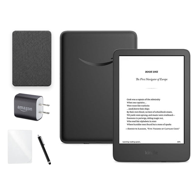 Kindle 16 GB 6 pulgadas negro con funda premium negra, mica, cargador Amazon y lápiz táctil
