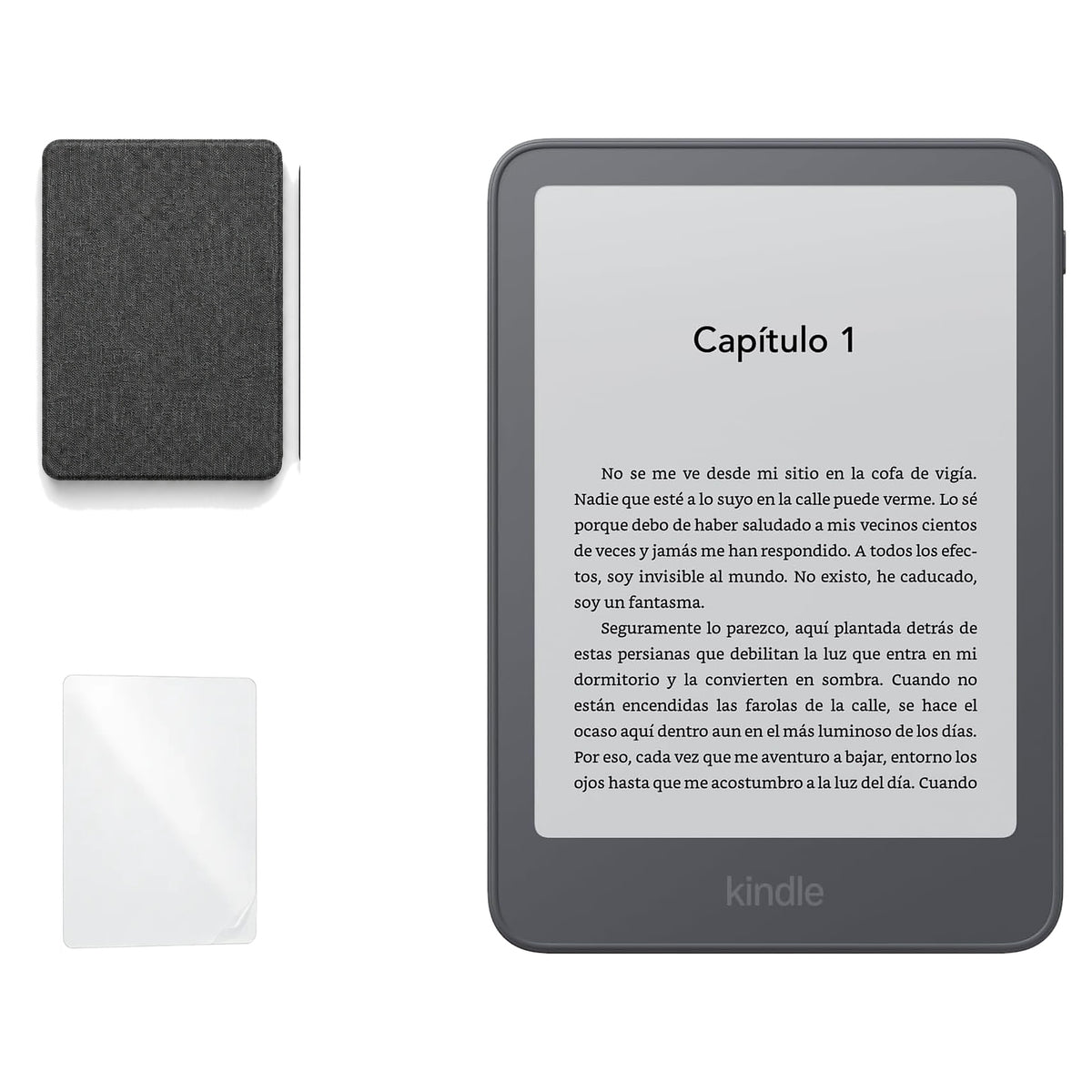 Kindle 2026 color Grafito con funda microfibra negra - portada