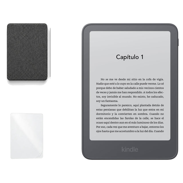 Kindle 2026 color Grafito con funda microfibra negra - portada