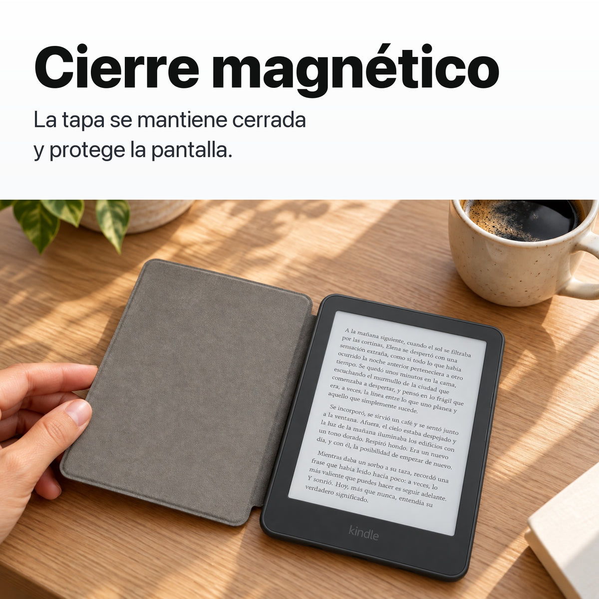 Kindle 2026 color Grafito con funda microfibra negra - funda con cierre magnético
