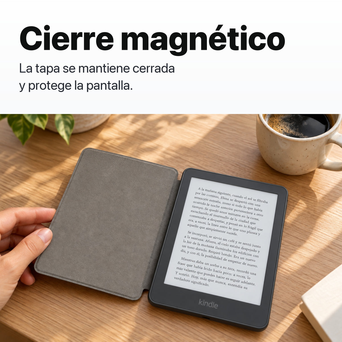 Kindle 2026 color Grafito con funda microfibra rosa - funda con cierre magnético