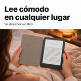Kindle 2026 color Grafito con funda microfibra rosa - lectura cómoda en la cama