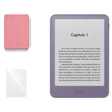 Kindle 2026 color Morado Ube con funda microfibra rosa - portada