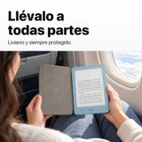Kindle 2026 Aluminio color Azul Alpine Sky con funda microfibra negra - llévalo de viaje