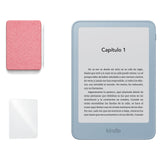Kindle 2026 Aluminio color Azul Alpine Sky con funda microfibra rosa - portada