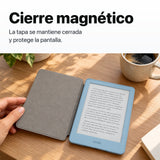 Kindle 2026 Aluminio color Azul Alpine Sky con funda microfibra rosa - funda con cierre magnético