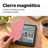 Kindle Colorsoft 2026 color Grafito con funda microfibra rosa - funda con cierre magnético