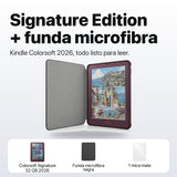 Kindle Colorsoft Signature Edition 2026 color Ciruela Fig con funda microfibra negra - qué incluye el pack