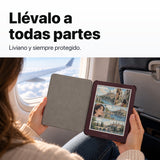 Kindle Colorsoft Signature Edition 2026 color Ciruela Fig con funda microfibra negra - llévalo de viaje