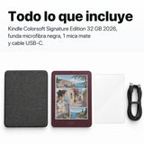 Kindle Colorsoft Signature Edition 2026 color Ciruela Fig con funda microfibra negra - todo lo que incluye