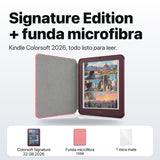 Kindle Colorsoft Signature Edition 2026 color Ciruela Fig con funda microfibra rosa - qué incluye el pack