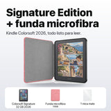 Kindle Colorsoft Signature Edition 2026 color Grafito con funda microfibra rosa - qué incluye el pack