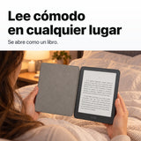 Kindle Paperwhite 2026 color Grafito con funda microfibra negra - lectura cómoda en la cama
