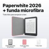 Kindle Paperwhite 2026 color Grafito con funda microfibra rosa - qué incluye el pack