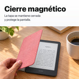 Kindle Paperwhite 2026 color Grafito con funda microfibra rosa - funda con cierre magnético