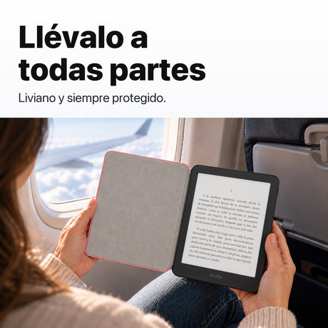 Kindle Paperwhite 2026 color Grafito con funda microfibra rosa - llévalo de viaje