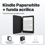 Qué incluye el pack: Kindle Paperwhite 16 GB 2025, funda acrílica negra y 2 micas mate