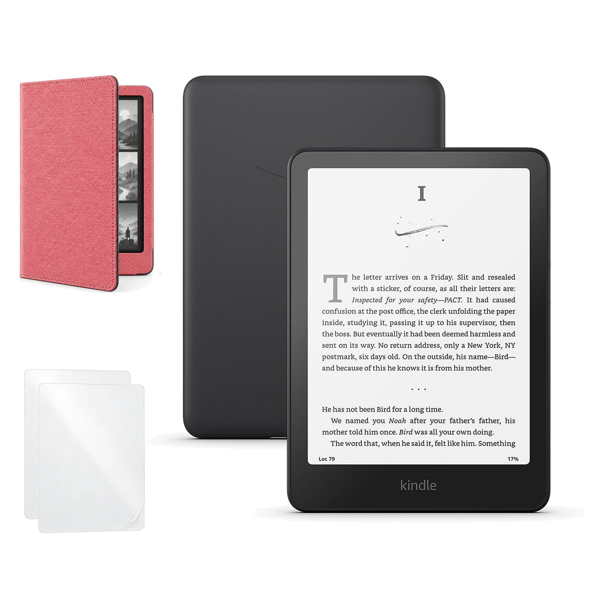 Kindle Paperwhite 16 GB 2025 con funda libro rosa y 2 micas
