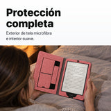 Funda libro rosa de tela microfibra para Kindle Paperwhite
