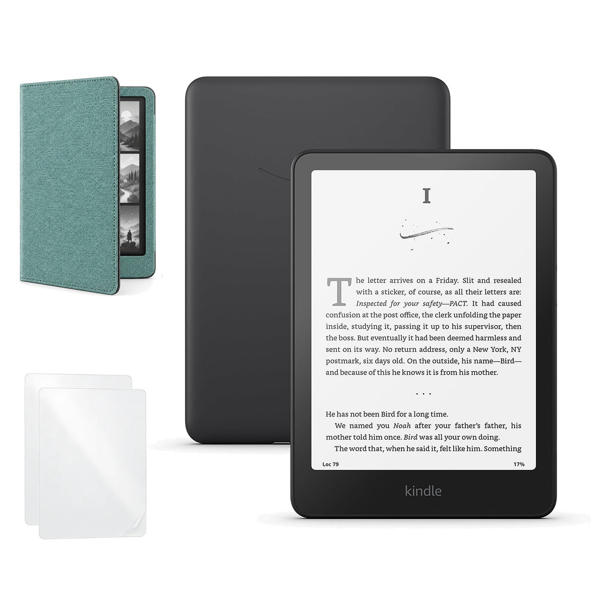 Kindle Paperwhite 16 GB 2025 con funda libro verde y 2 micas