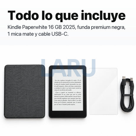 Kindle Paperwhite 16 GB 2025 con funda premium negra y mica