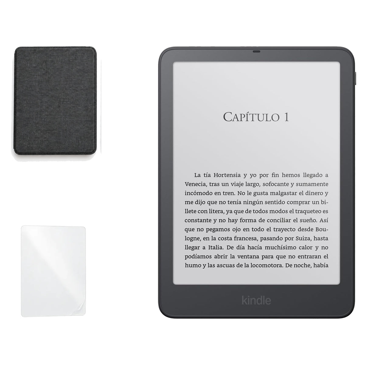 Kindle Paperwhite Signature Edition 2026 color Grafito con funda microfibra negra - portada