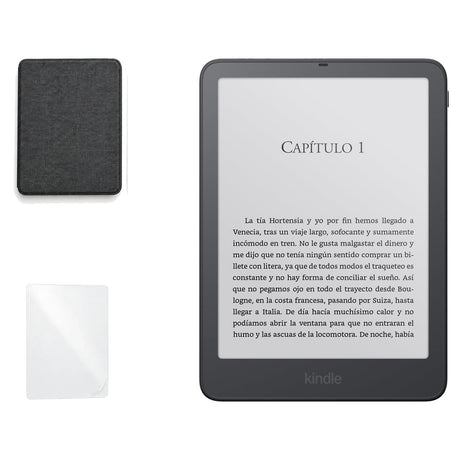 Kindle Paperwhite Signature Edition 2026 color Grafito con funda microfibra negra - portada