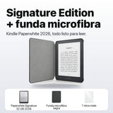 Kindle Paperwhite Signature Edition 2026 color Grafito con funda microfibra negra - qué incluye el pack