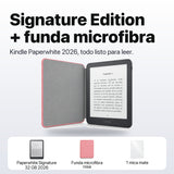 Kindle Paperwhite Signature Edition 2026 color Grafito con funda microfibra rosa - qué incluye el pack