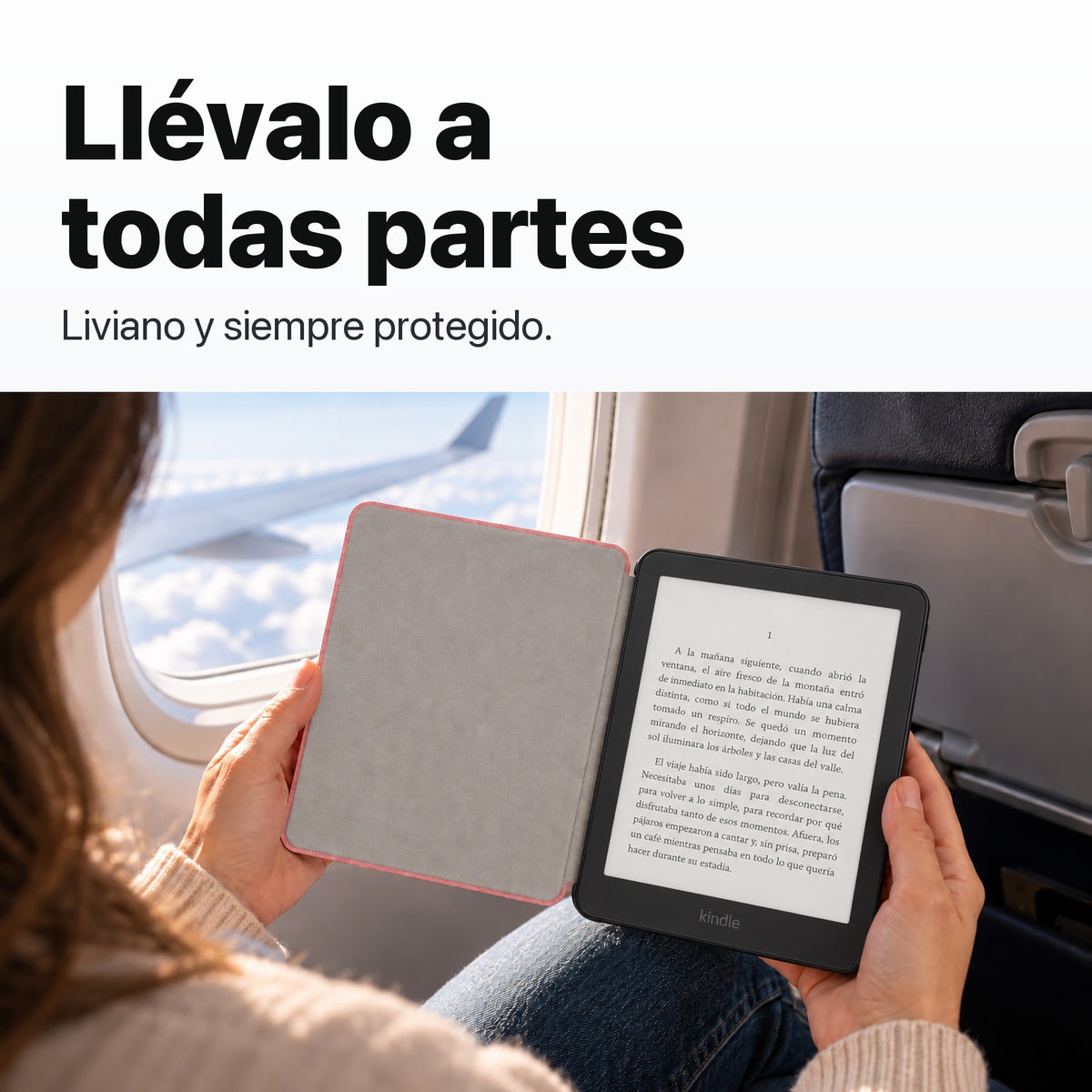 Kindle Paperwhite Signature Edition 2026 color Grafito con funda microfibra rosa - llévalo de viaje