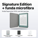 Kindle Paperwhite Signature Edition 2026 color Verde Seaglass con funda microfibra negra - qué incluye el pack