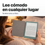 Kindle Paperwhite Signature Edition 2026 color Verde Seaglass con funda microfibra negra - lectura cómoda en la cama