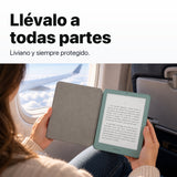 Kindle Paperwhite Signature Edition 2026 color Verde Seaglass con funda microfibra negra - llévalo de viaje