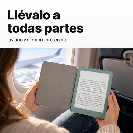 Kindle Paperwhite Signature Edition 2026 color Verde Seaglass con funda microfibra negra - llévalo de viaje
