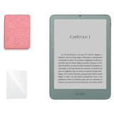 Kindle Paperwhite Signature Edition 2026 color Verde Seaglass con funda microfibra rosa - portada